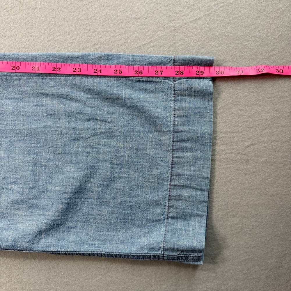 Gap Light Blue Chambray Cotton Trousers Wide Leg Pants 30 Capsule Wardrobe Boho - Picture 9 of 10
